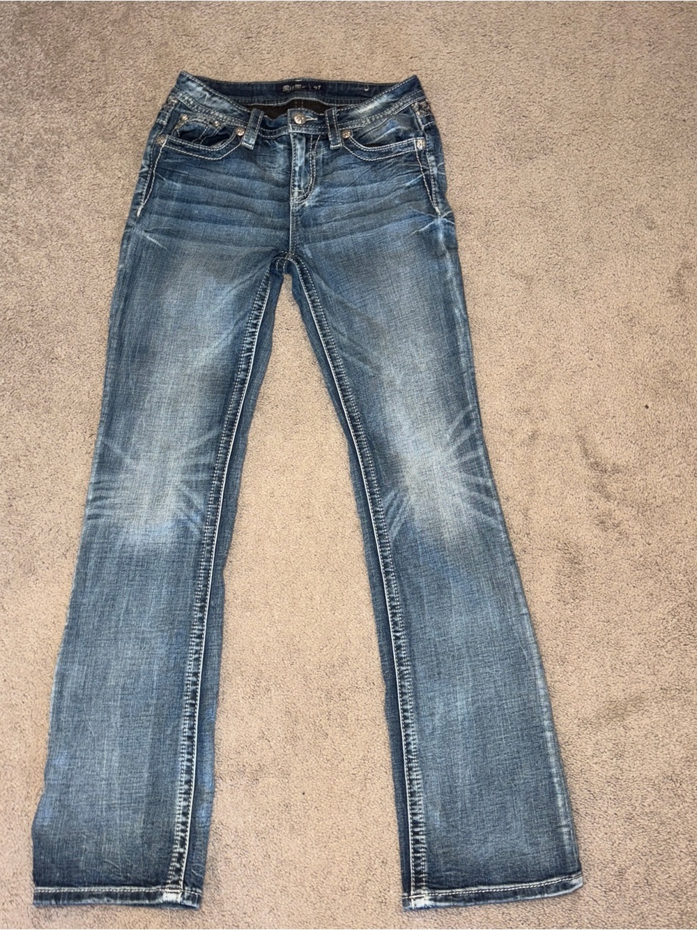 Miss Me Mid-Rise Boot Cut Jeans - Medium Blue Wash Size: 27